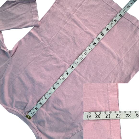 LAT Long Sleeve Crew Neck Tee Shirt Top Ladies Small Pink 100% Cotton - Picture 4 of 6